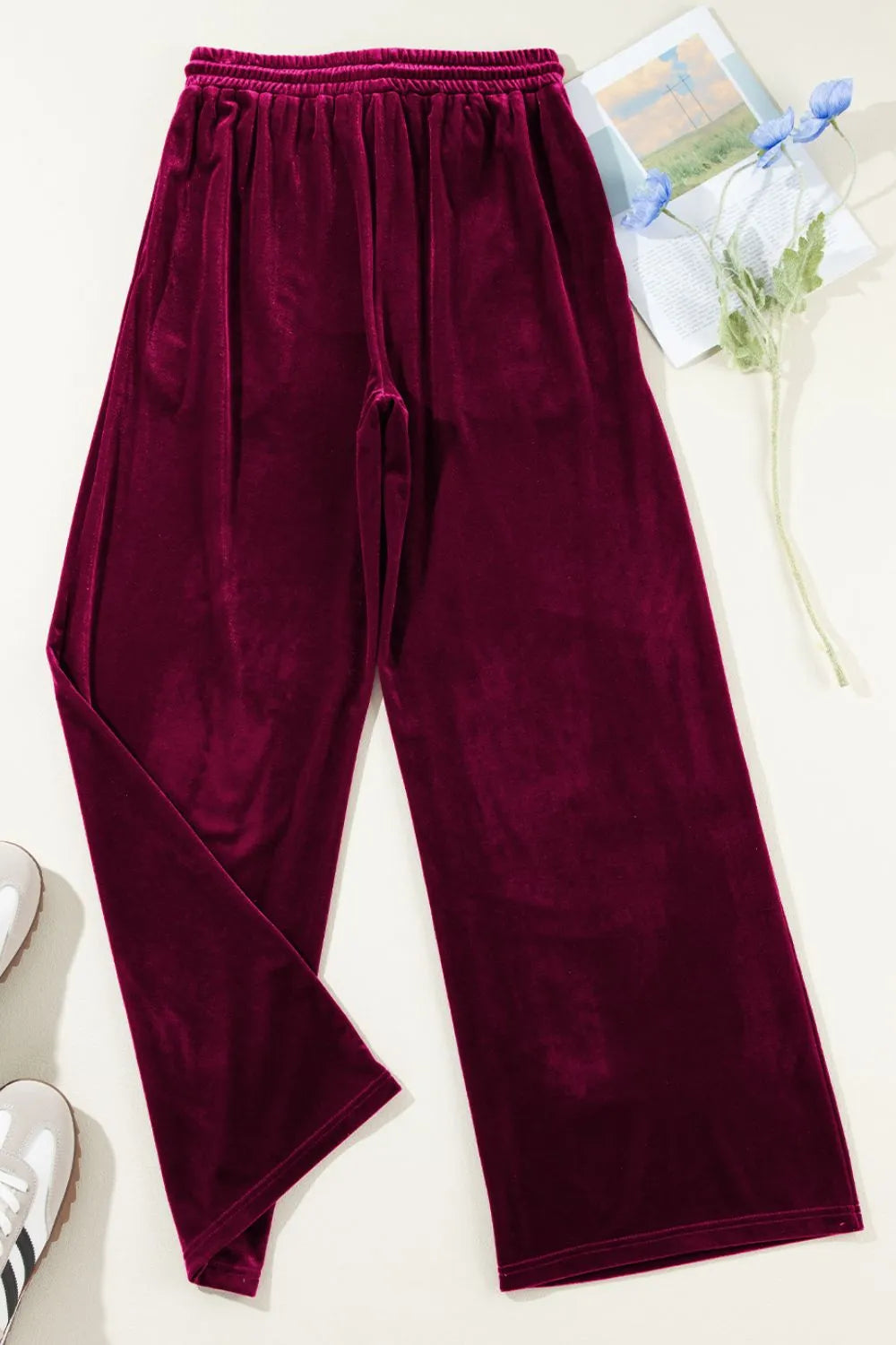 Wide-Leg Active Pants with Drawstring Waist