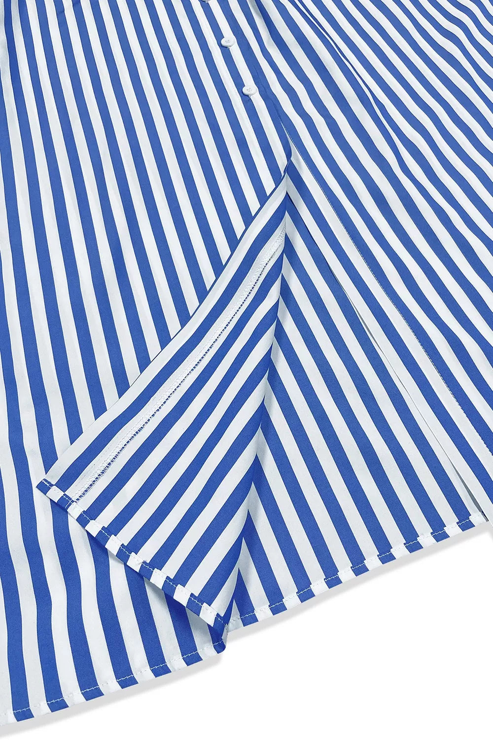 Striped Long Sleeve Shirt Dress in Light Blue