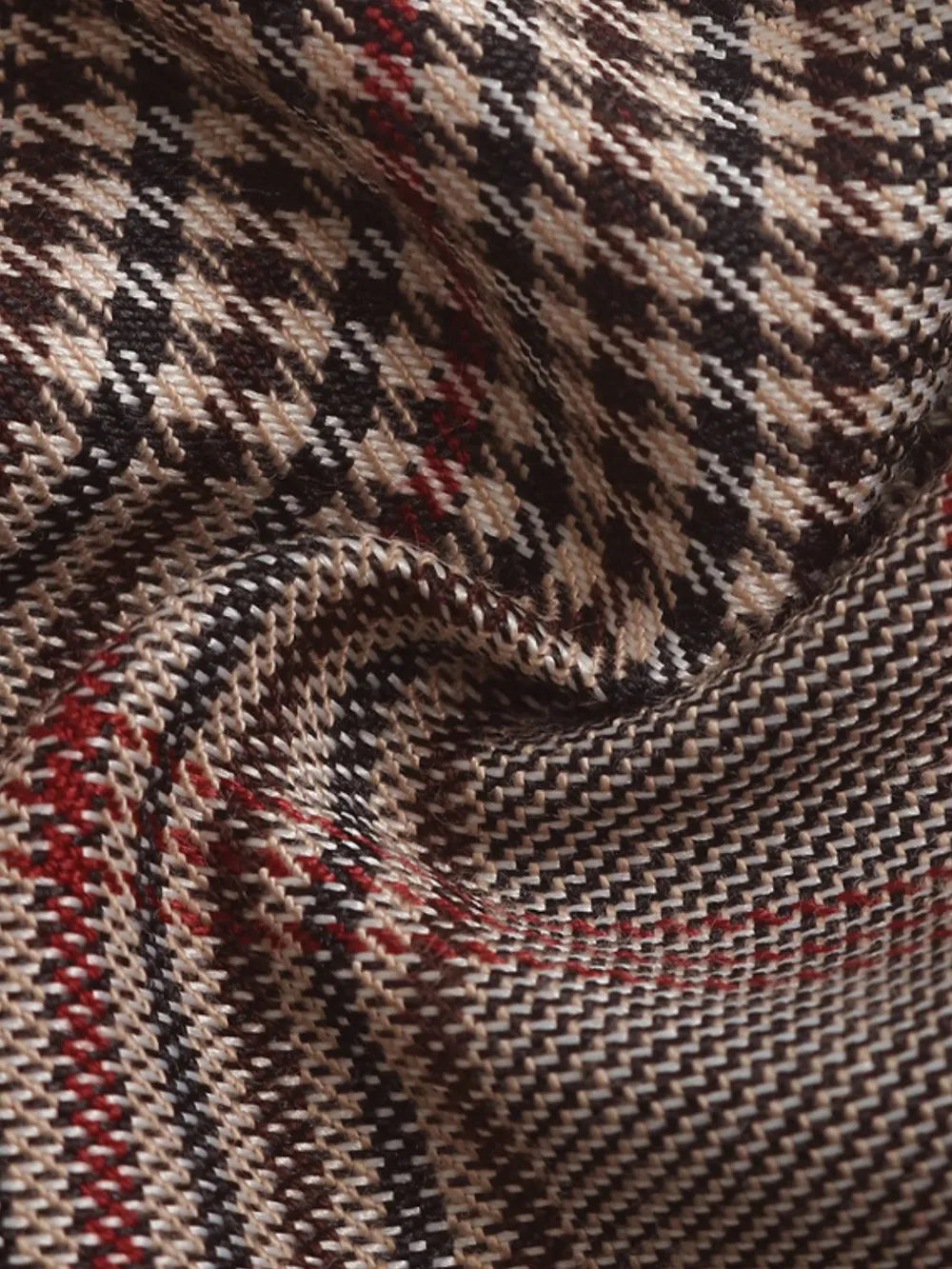 Plaid Straight Pants in Taupe