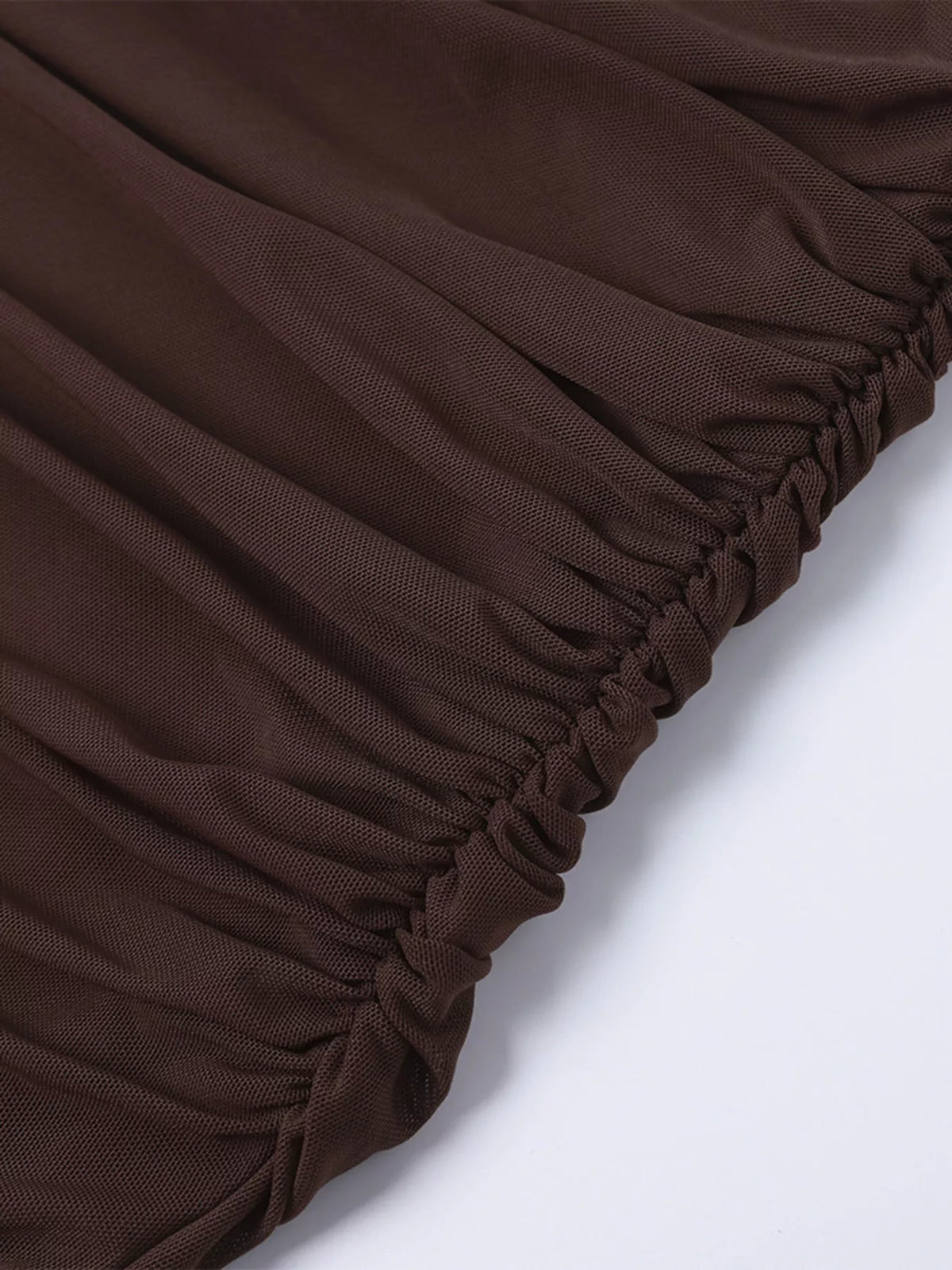 Lace Trim Sweetheart Neck Maxi Dress in Brown