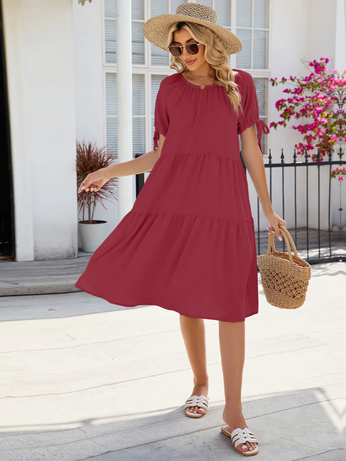 Tiered Round Neck Summer Dress