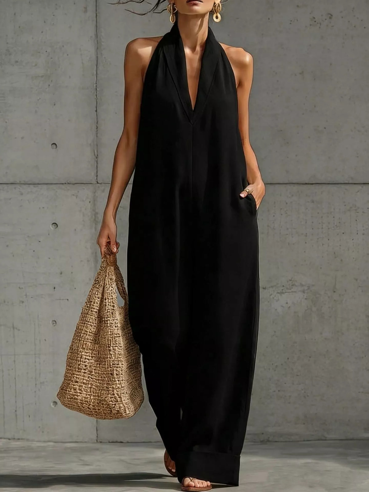 Halter Neck Wide Leg Jumpsuit