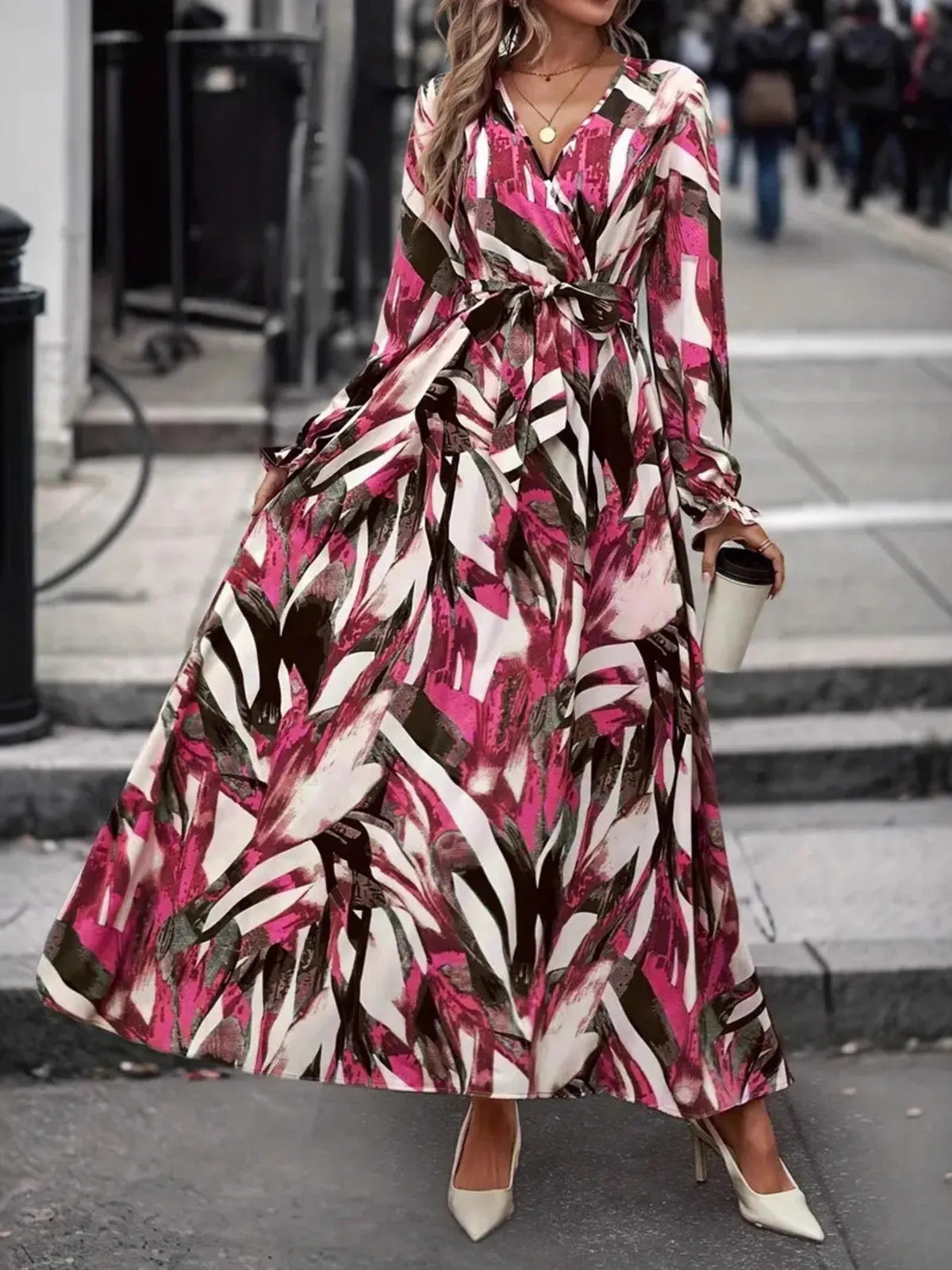 Surplice Maxi Dress with Flounce Sleeves