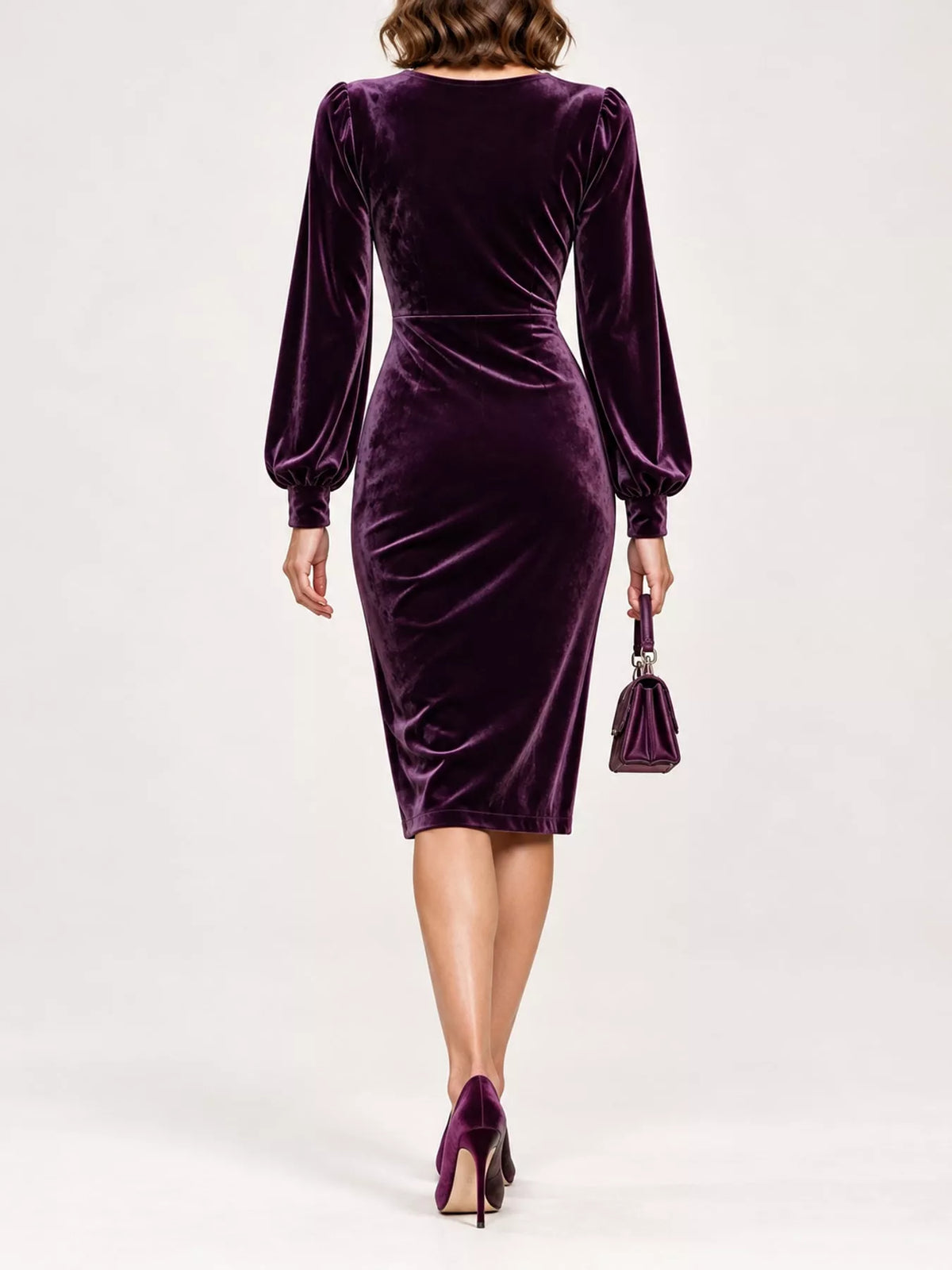 Ruched Velvet Wrap Dress