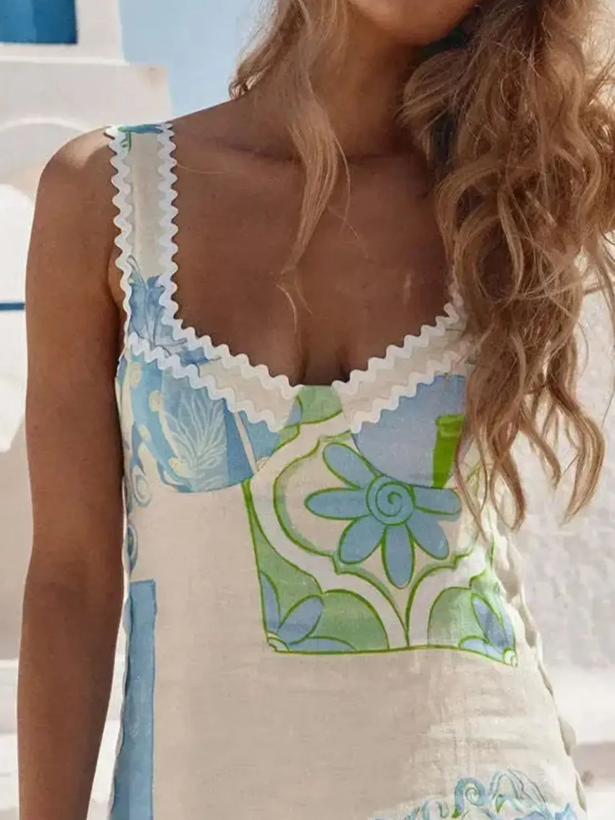 Tied-Back Printed Maxi Dress in Color
