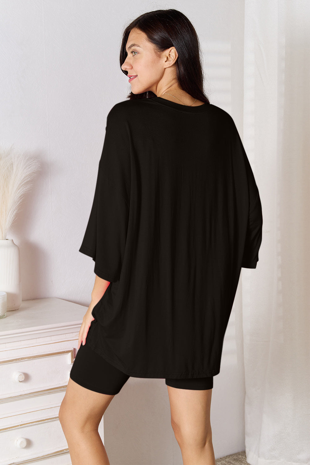 Basic Bae Three-Quarter Sleeve Top and Shorts Set