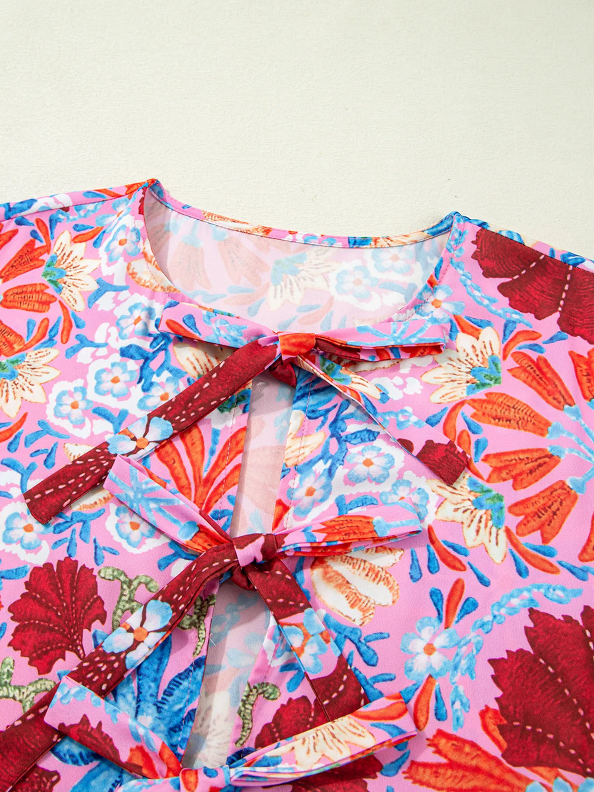 Floral Print Tie-Front Midi Dress