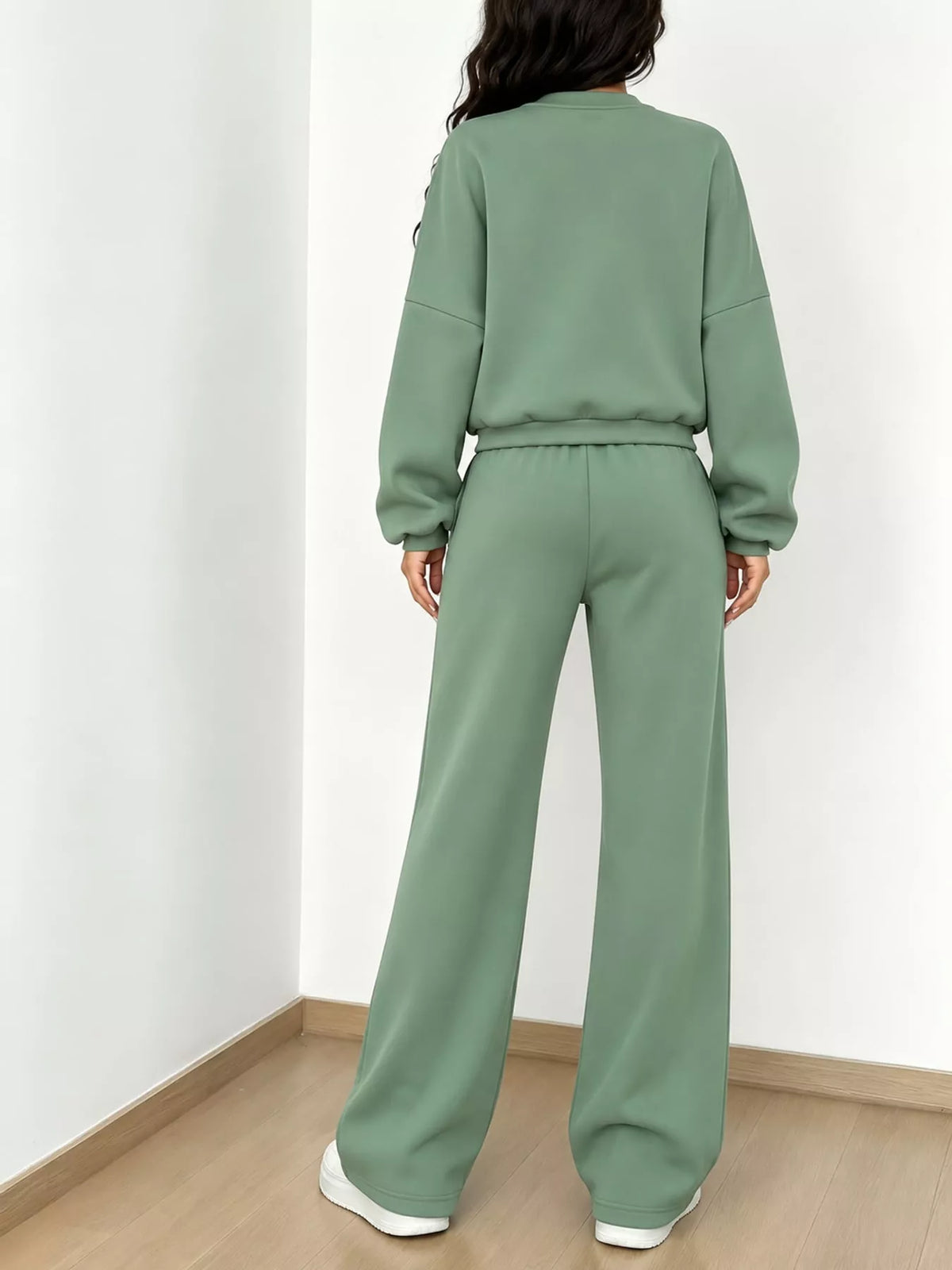 Zip-Up Jacket and Wide-Leg Sweatpants Set