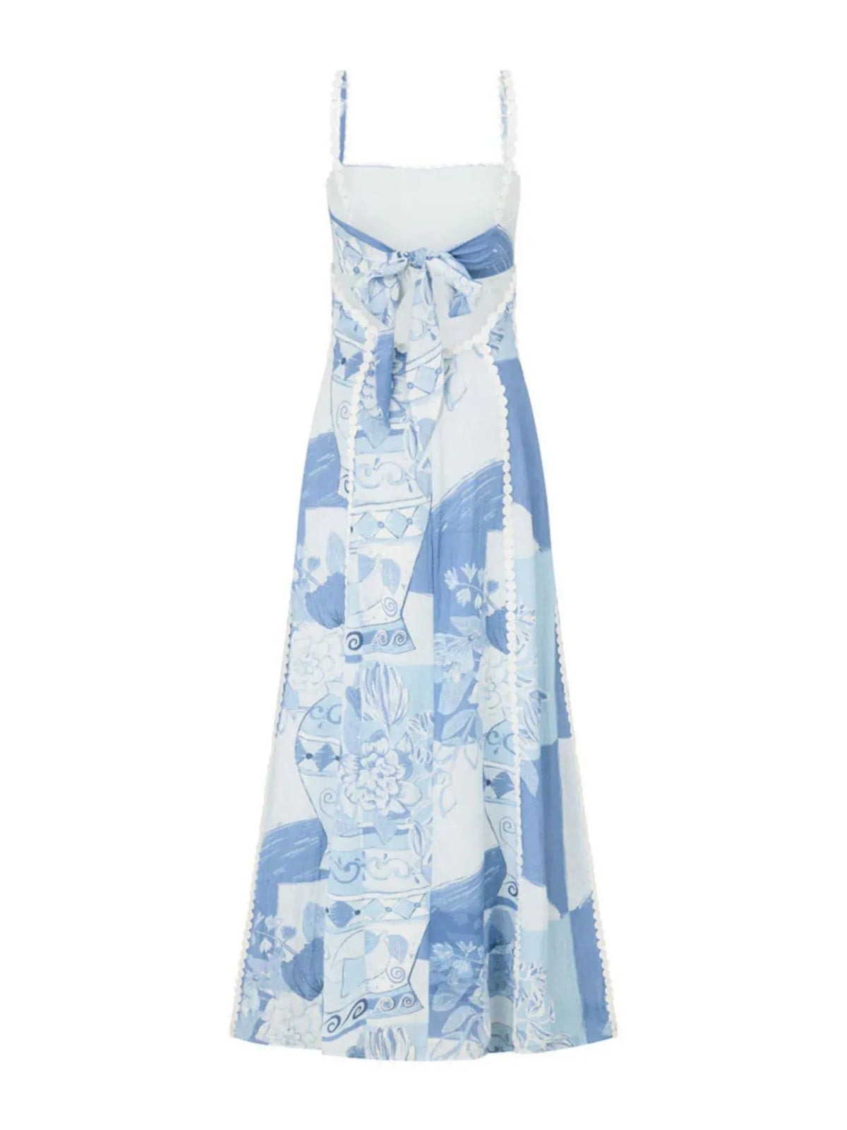 Printed Square Neck Cami Dress in Light Blue