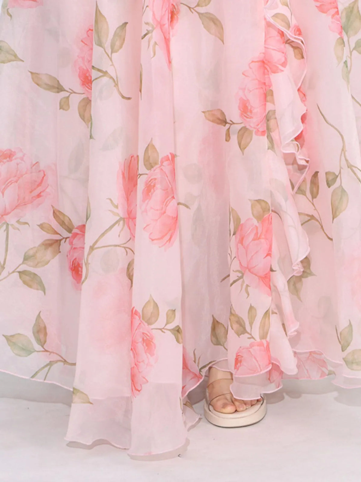 Floral Ruffled Maxi Dress in Print