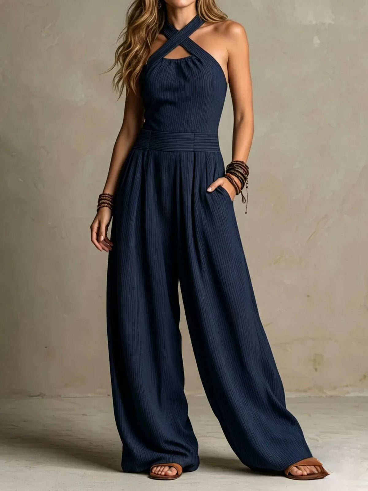 Halter Neck Wide-Leg Jumpsuit