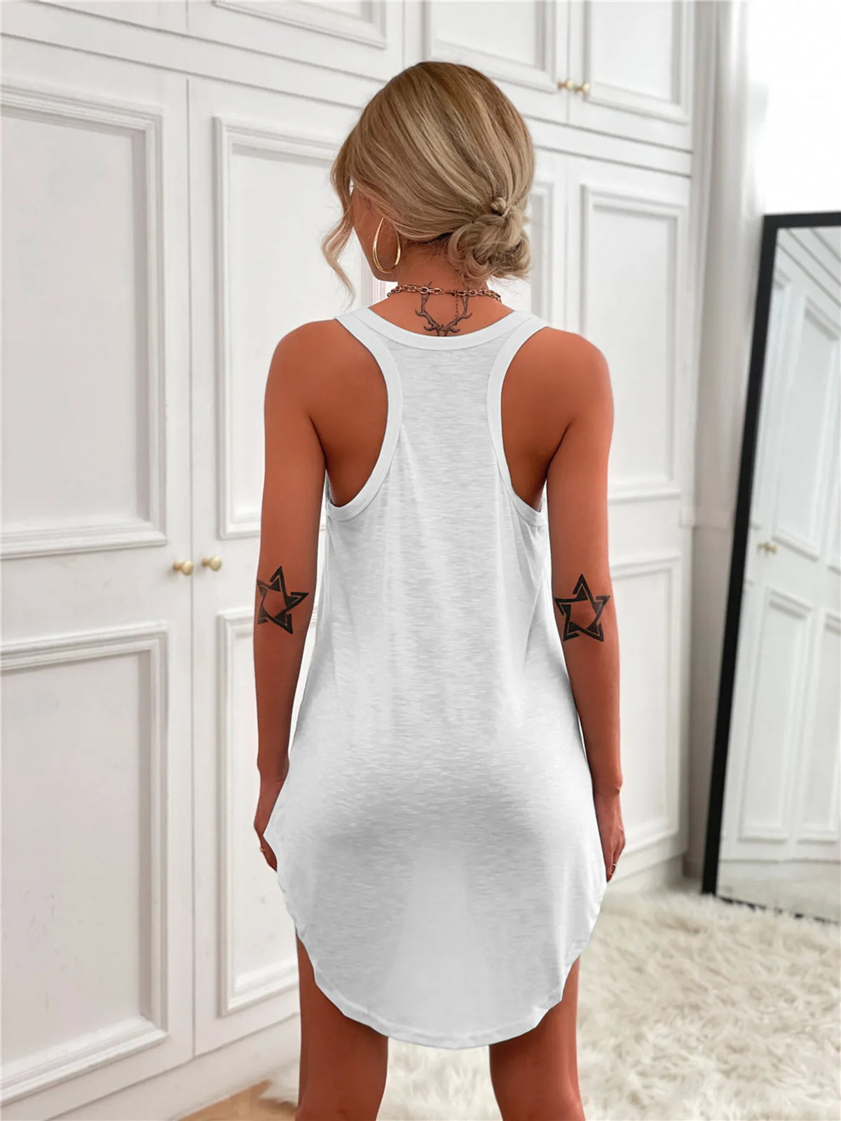 Tank Mini Dress with Curved Hem