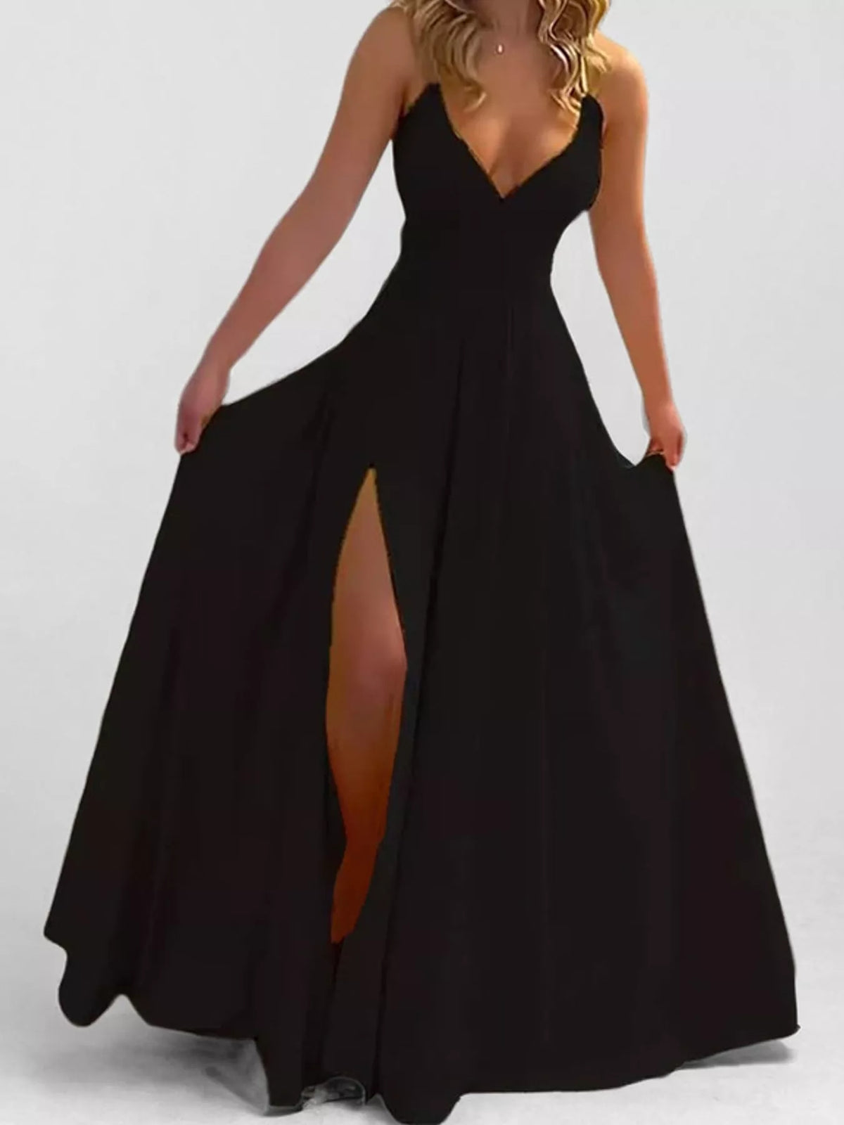 Sleeveless High-Slit Flowy Maxi Dress