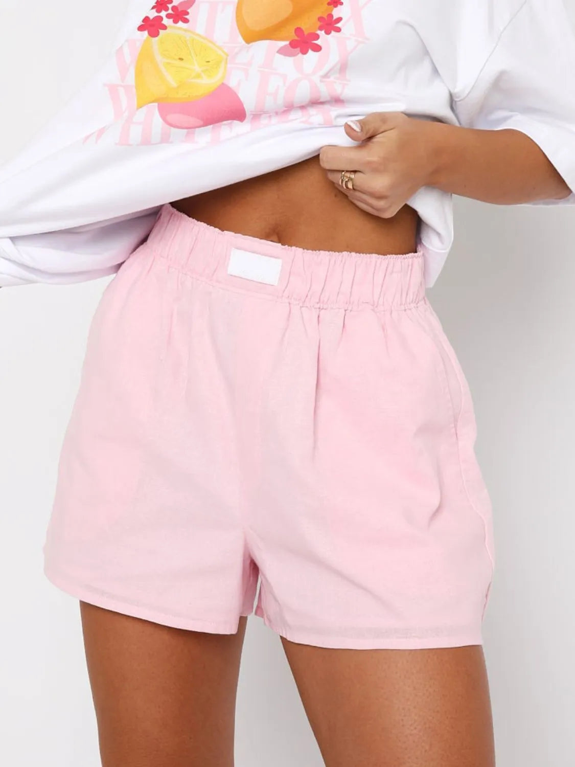 Elastic-Waist Shorts with Pockets