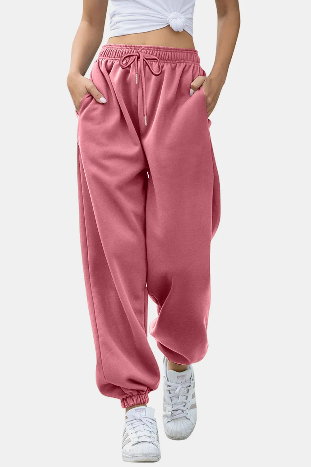 Tie-Waist Joggers with Pockets in Rich Hues by K&L