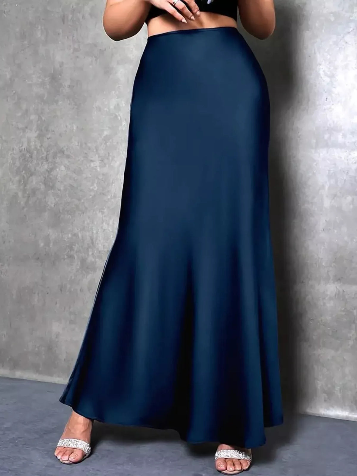 Satin Maxi Skirt in Peacock Blue in Peacock  Blue