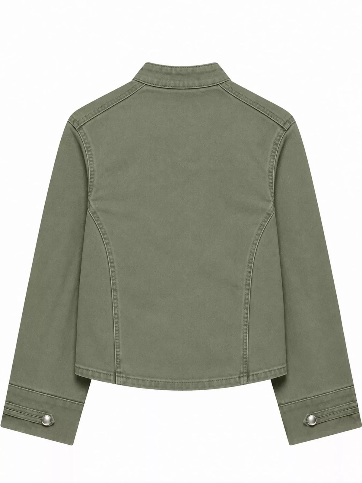 Decorative Button Cropped Denim Jacket