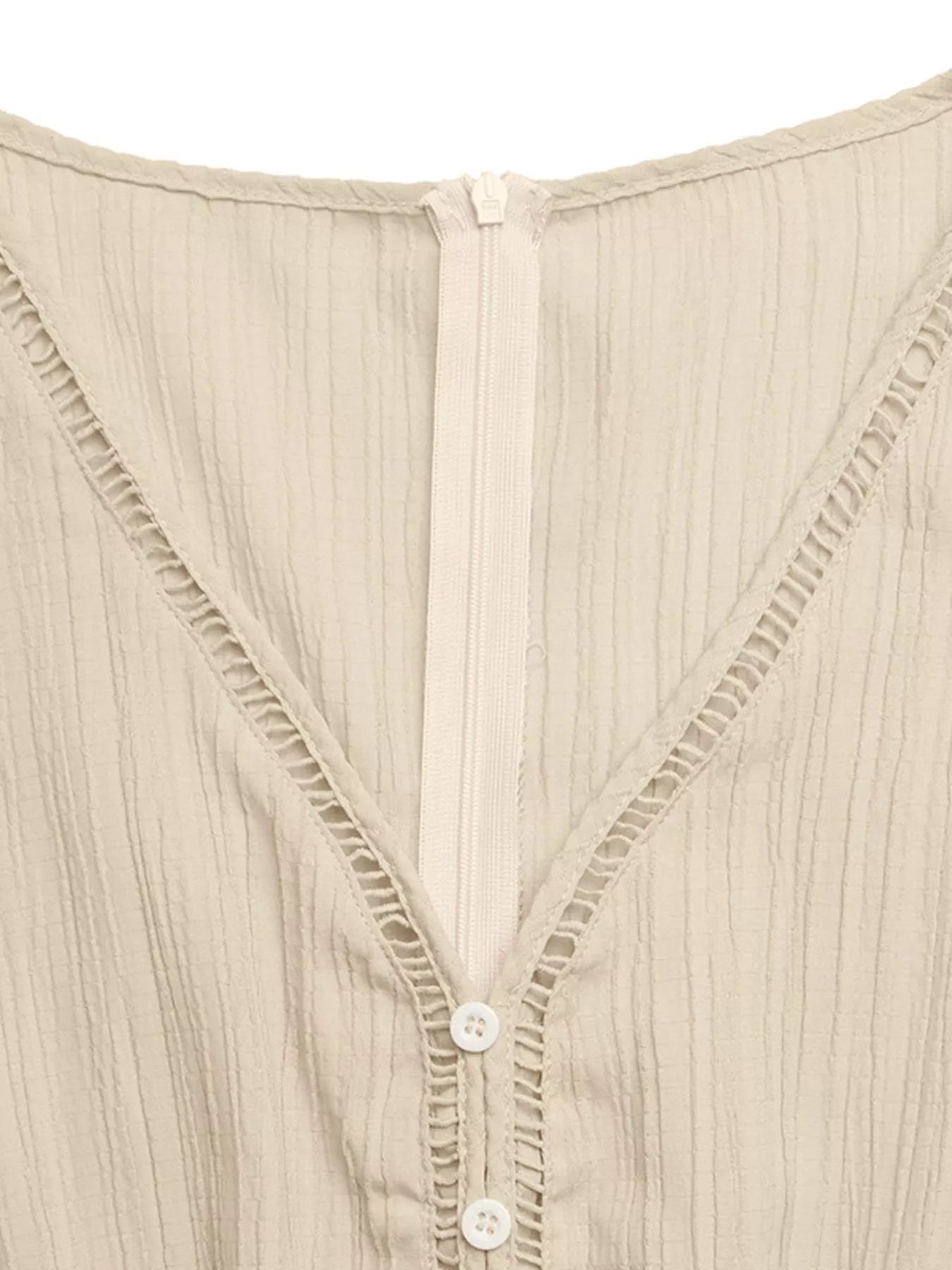 V-Neck Drawstring Waist Wide Leg Jumpsuit in Apricot