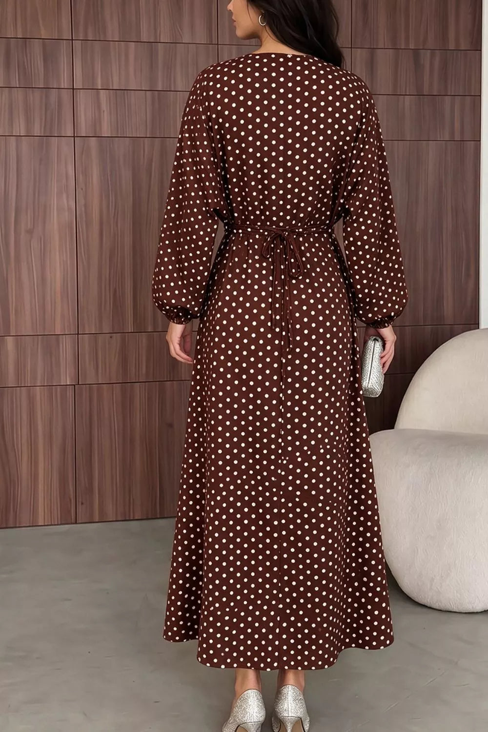Polka Dot Tie-Waist Maxi Dress