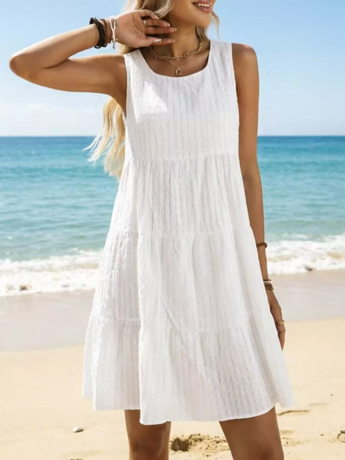Textured Tiered Mini Dress