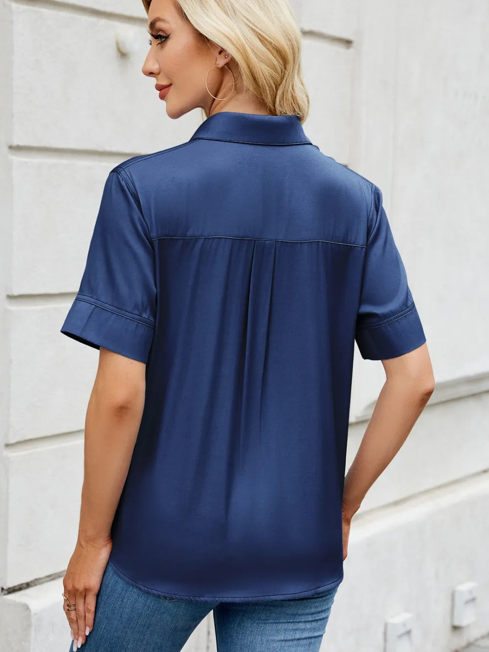 Collared Short Sleeve Shirt by Moni Wear