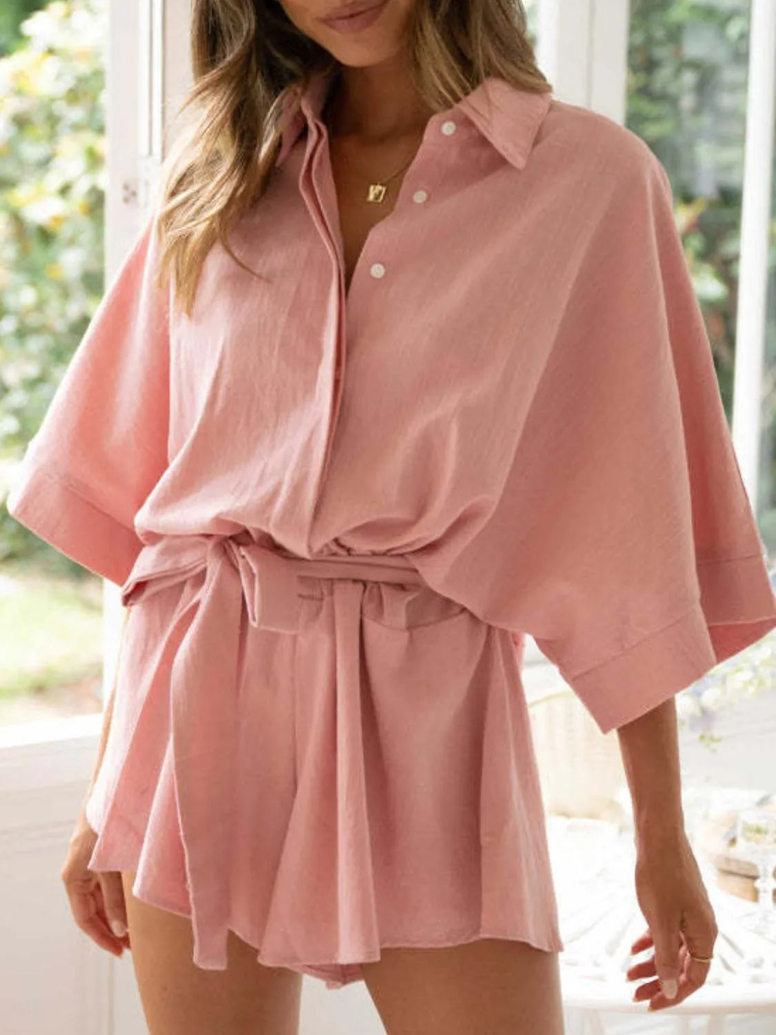 Collared Half Sleeve Romper