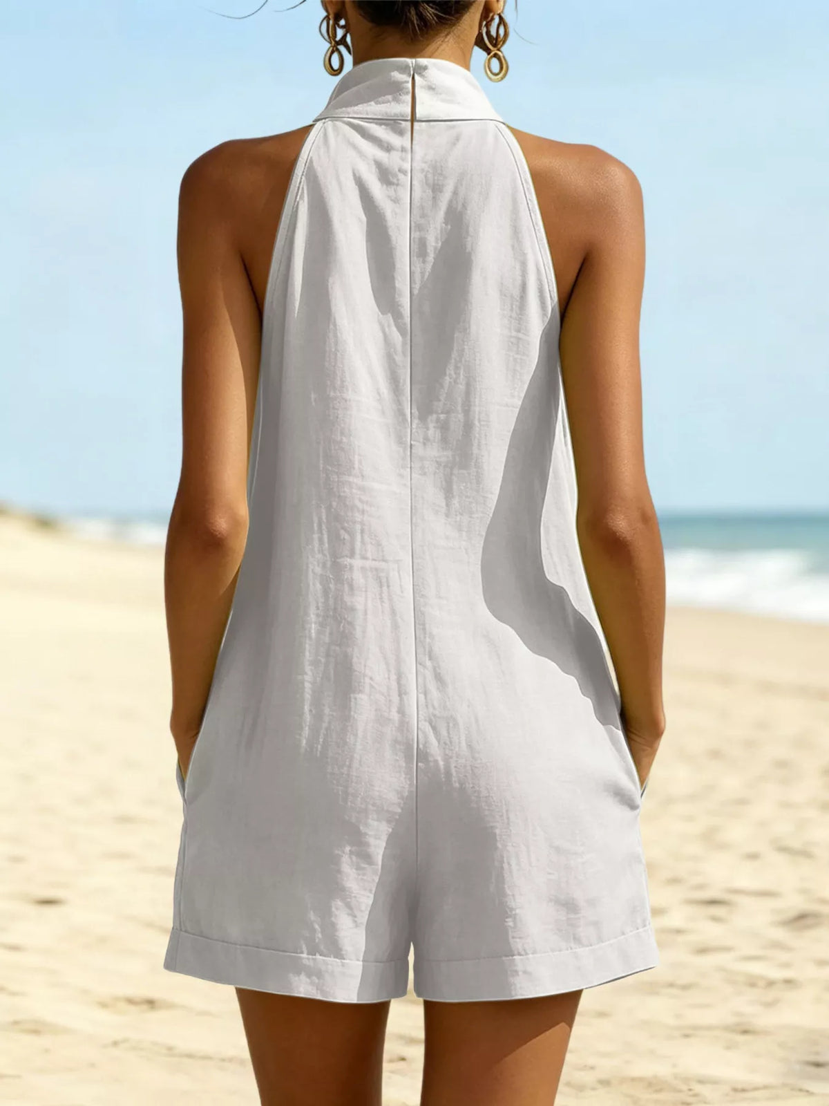 Halter Neck Pocketed Romper