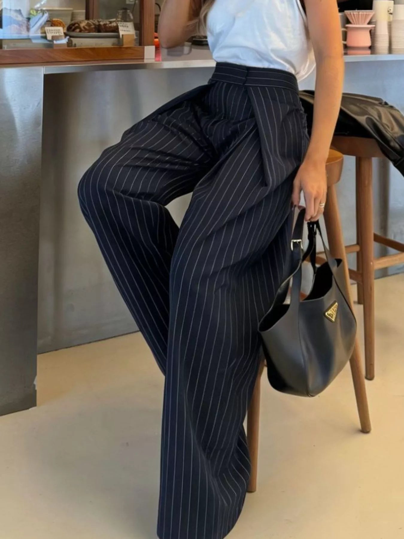 High-Waisted Wide-Leg Trousers with Pockets