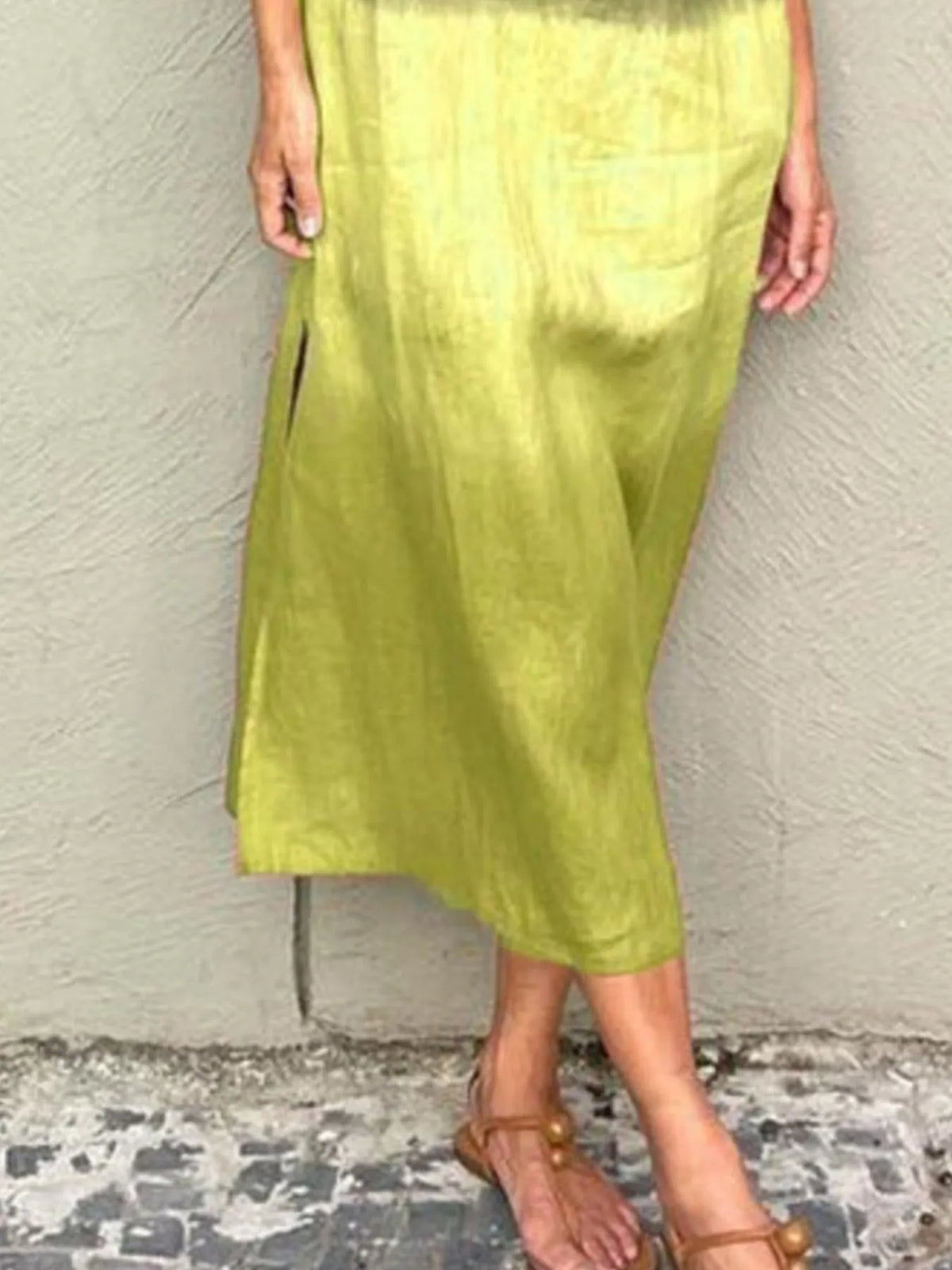 Gradient Tank Midi Dress with Side Slit
