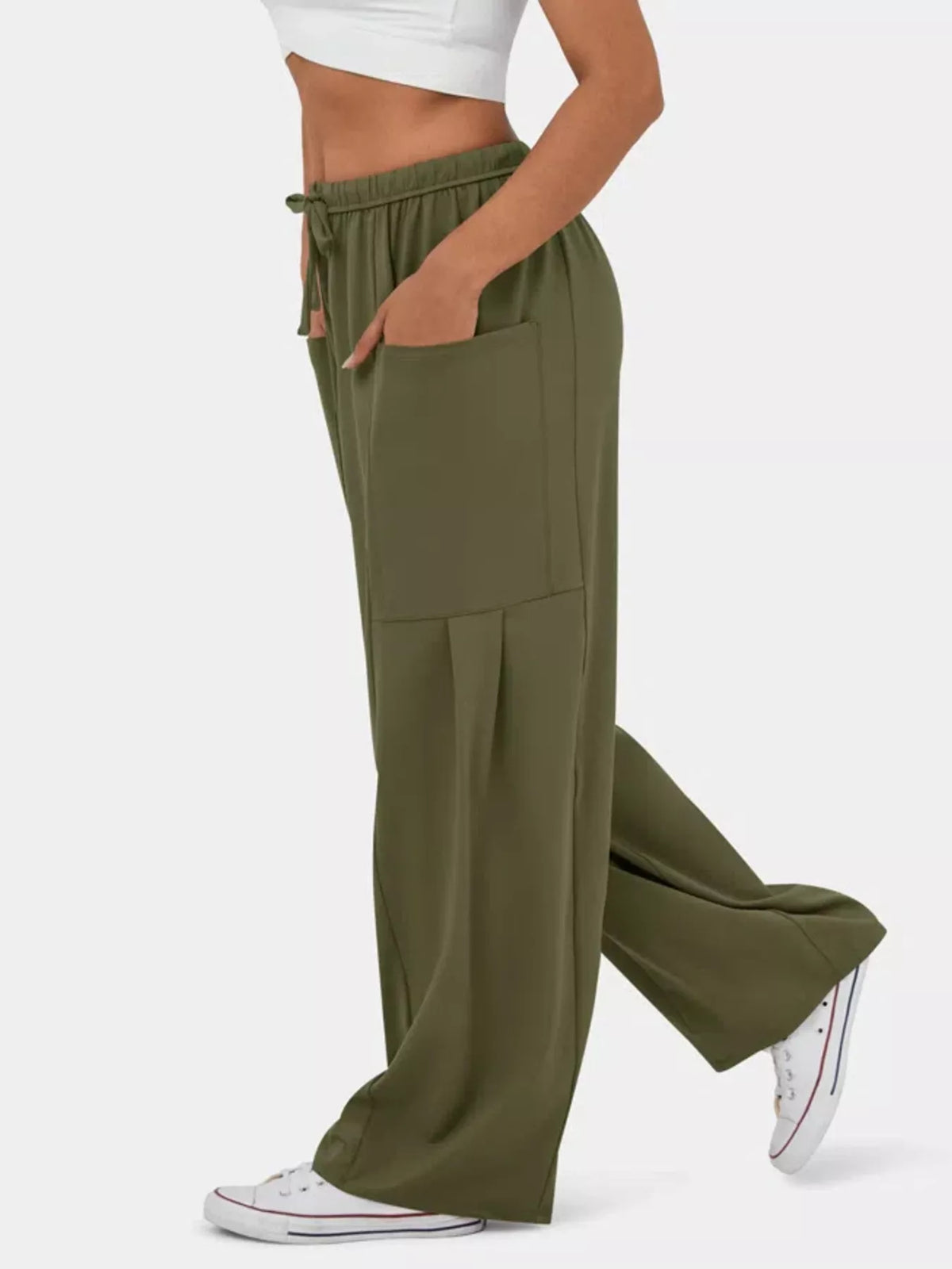 High-Waisted Adjustable Wide-Leg Pants