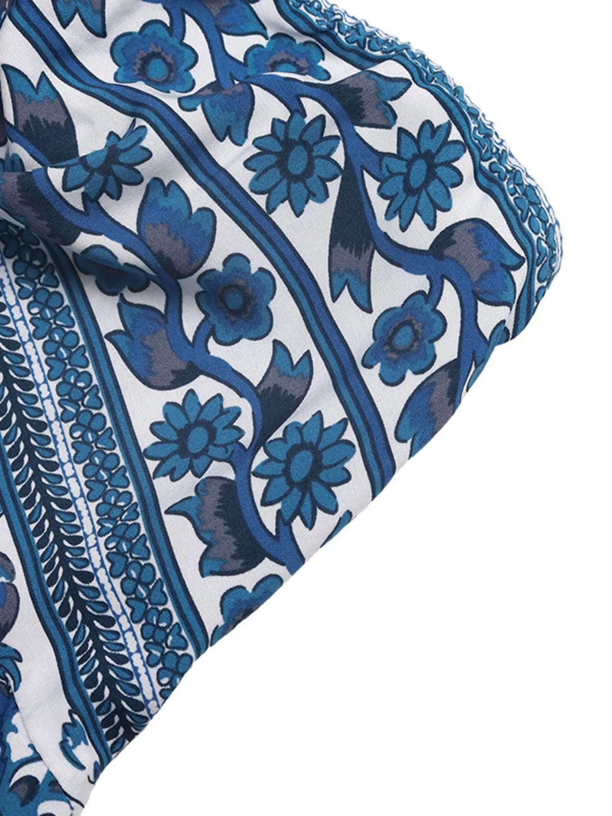 Floral Print Strapless Maxi Dress in Blue