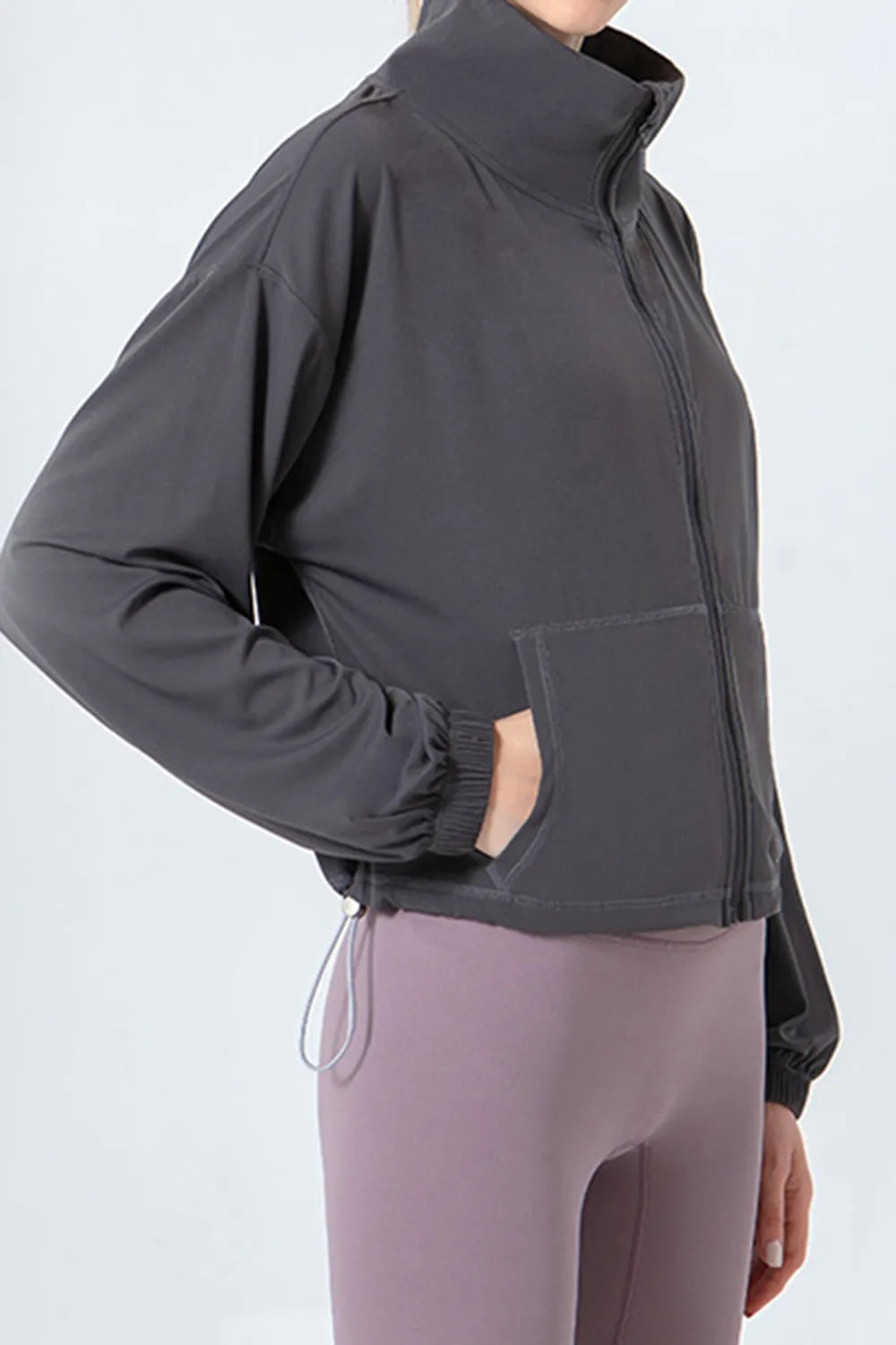 Drawstring Zip-Up Active Jacket