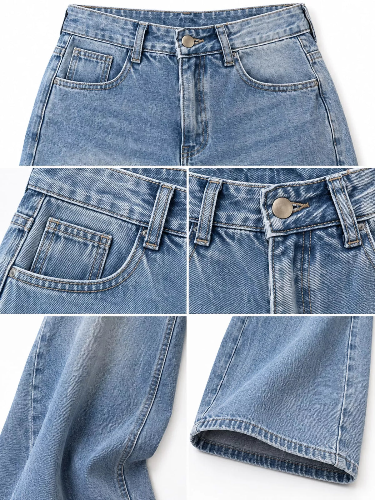 Wide-Leg Vintage Wash Jeans