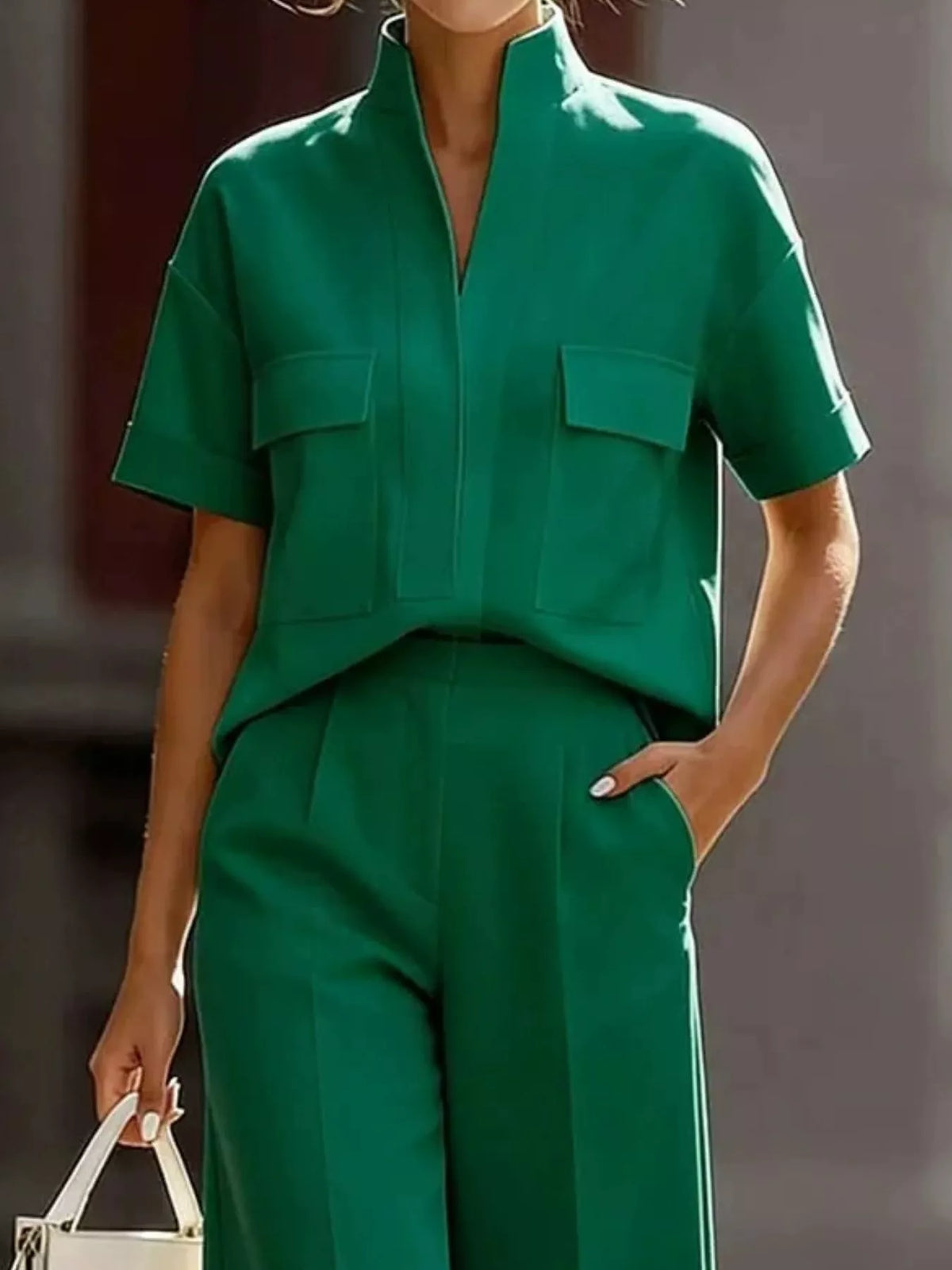 Short-Sleeve Shirt and Capris Two-Piece Set
