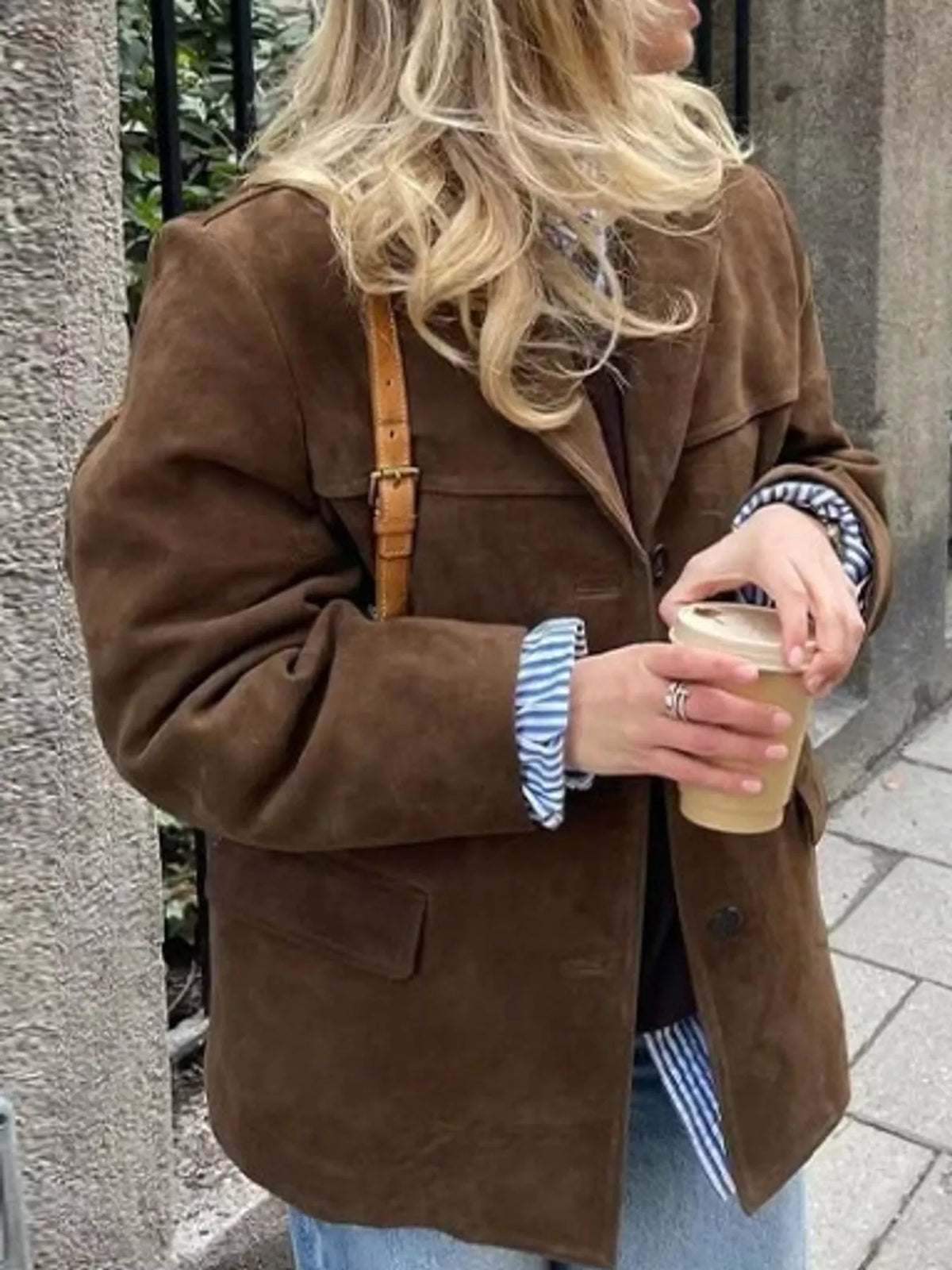 Lapel Collar Button-Up Blazer