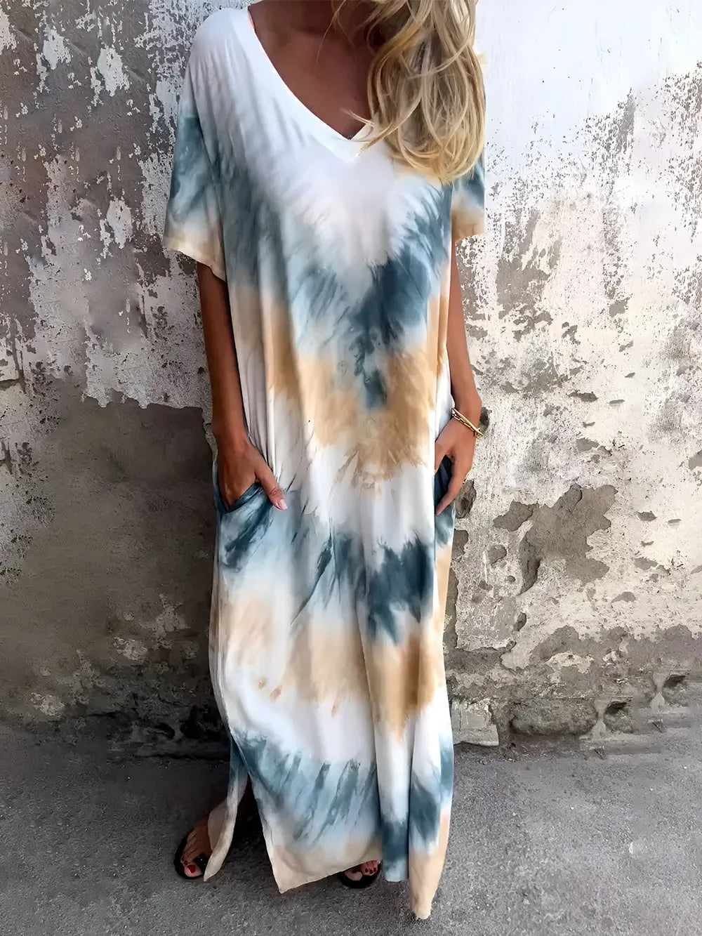 Full Size Tie-Dye Short Sleeve Dress