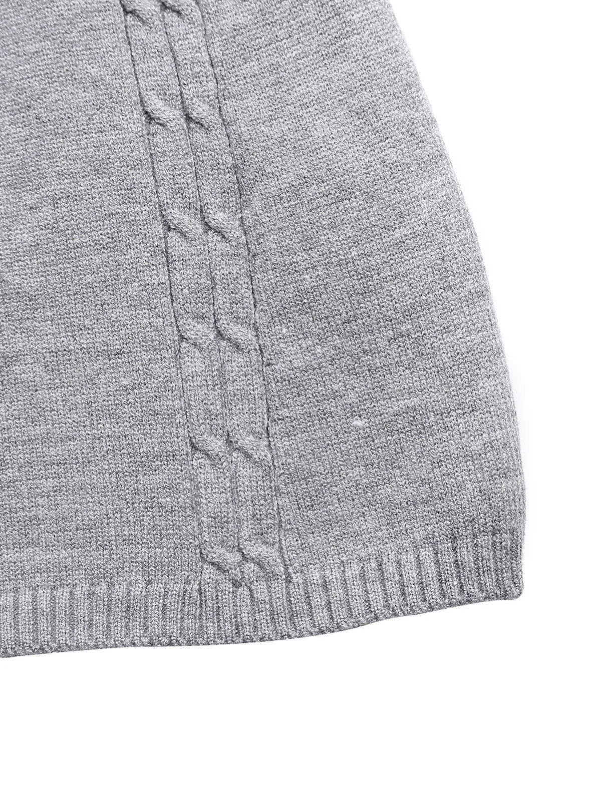 Cable Knit A-Line Sweater Dress in Gray