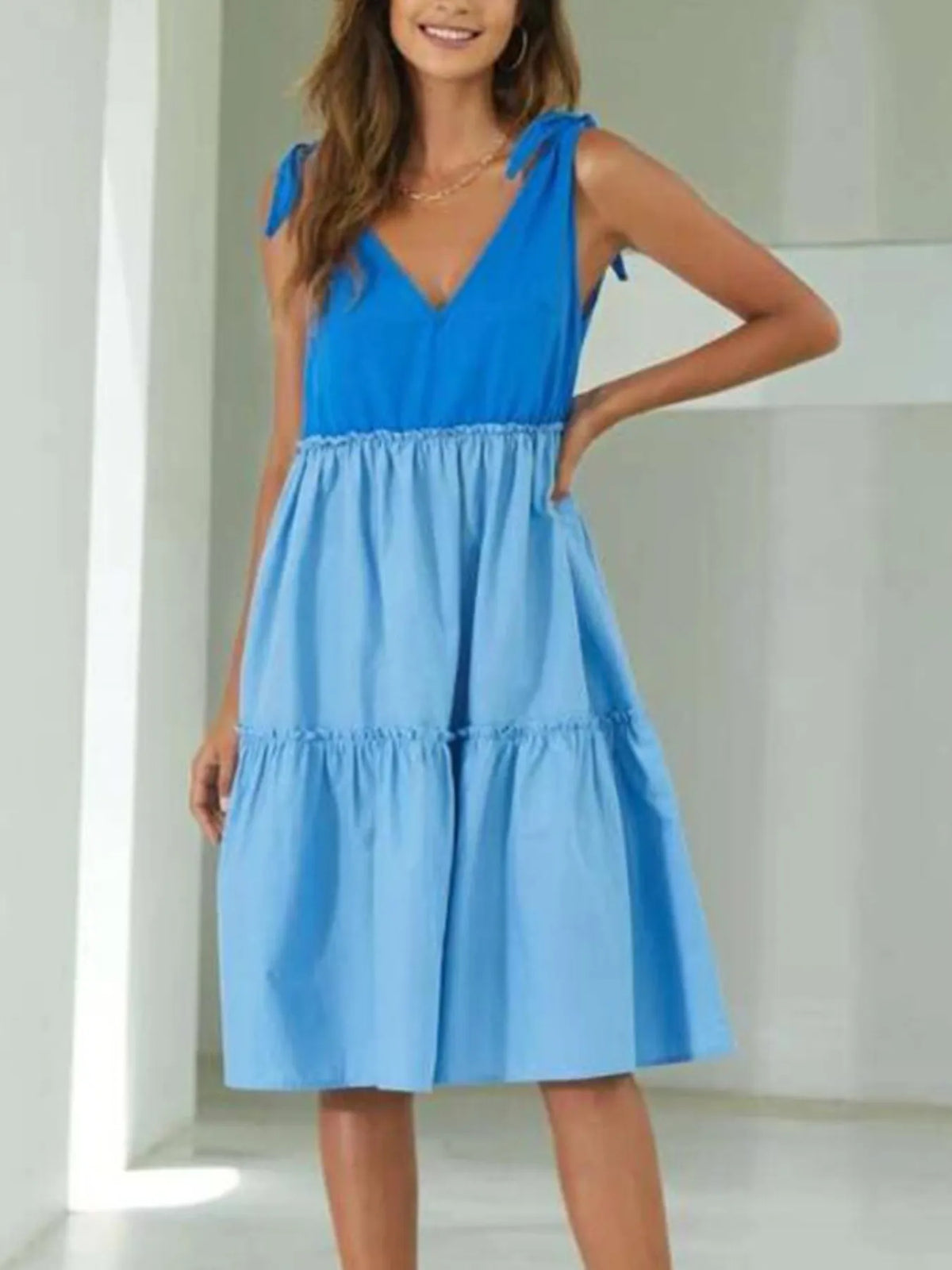 Colorblock Tiered Midi Tank Dress by ArtisticExpression