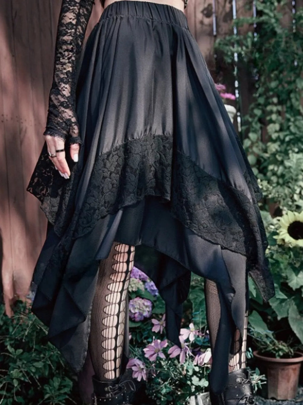 Asymmetrical Tiered Lace Skirt, Plus Size