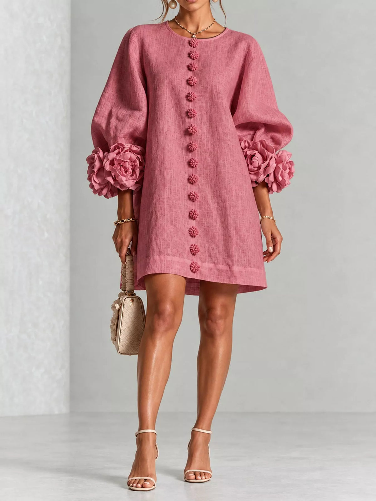 3D Floral Applique Mini Dress
