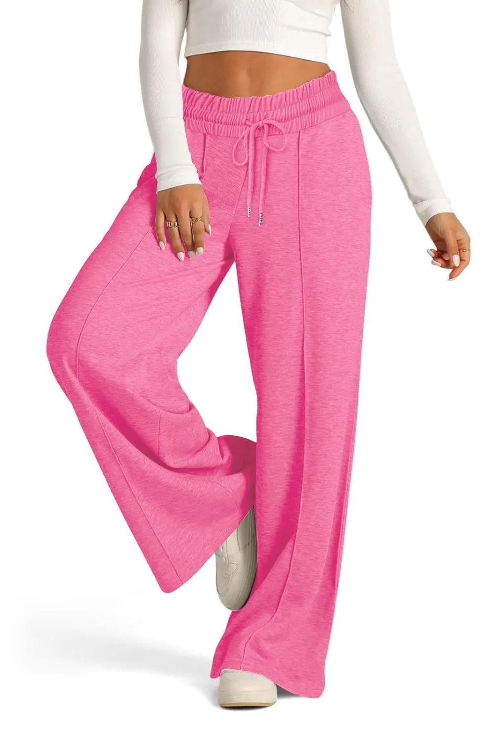 Drawstring Wide Leg Pants with Pockets