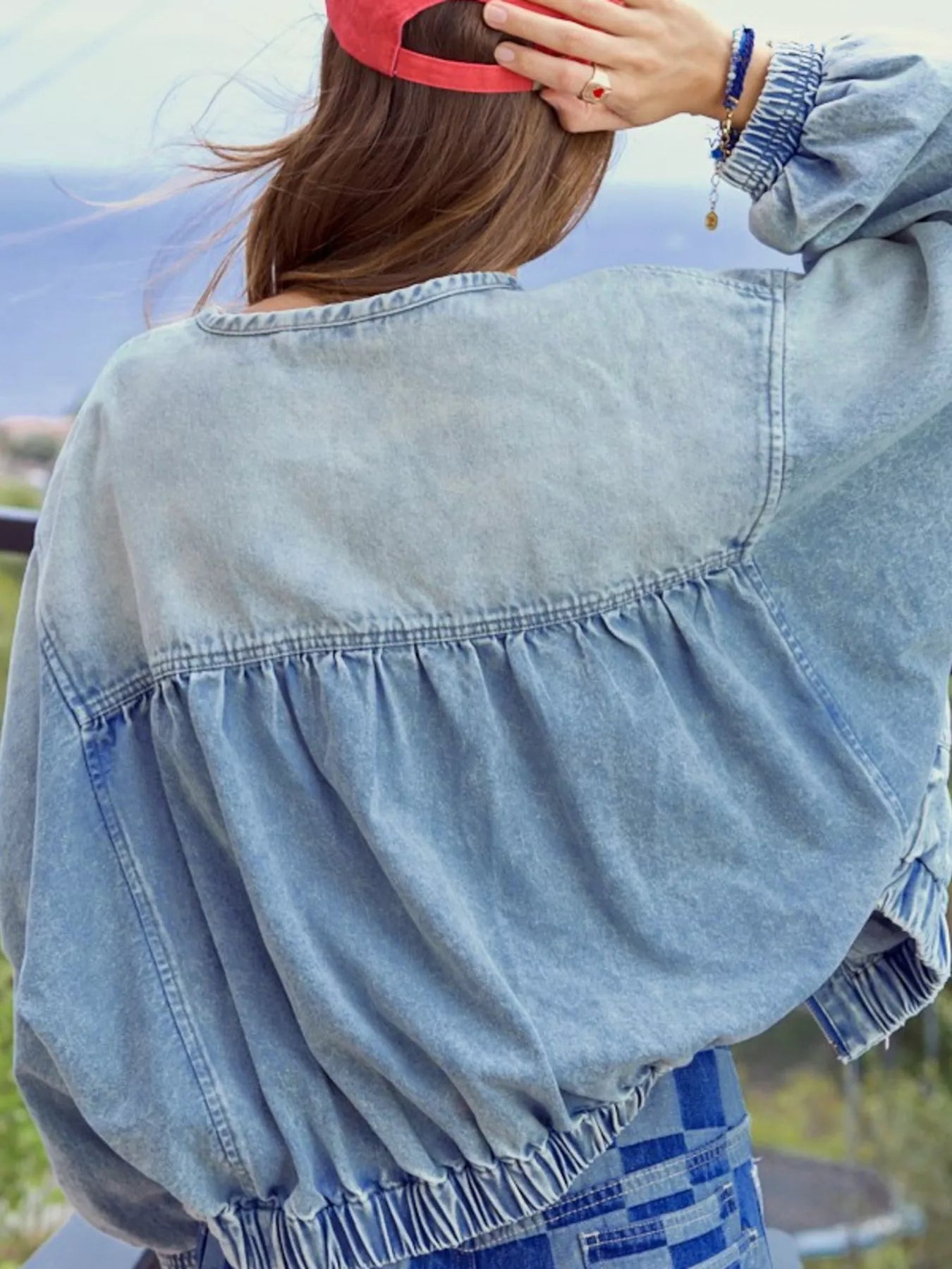 Washed Zip-Up Denim Jacket in Medium Wash