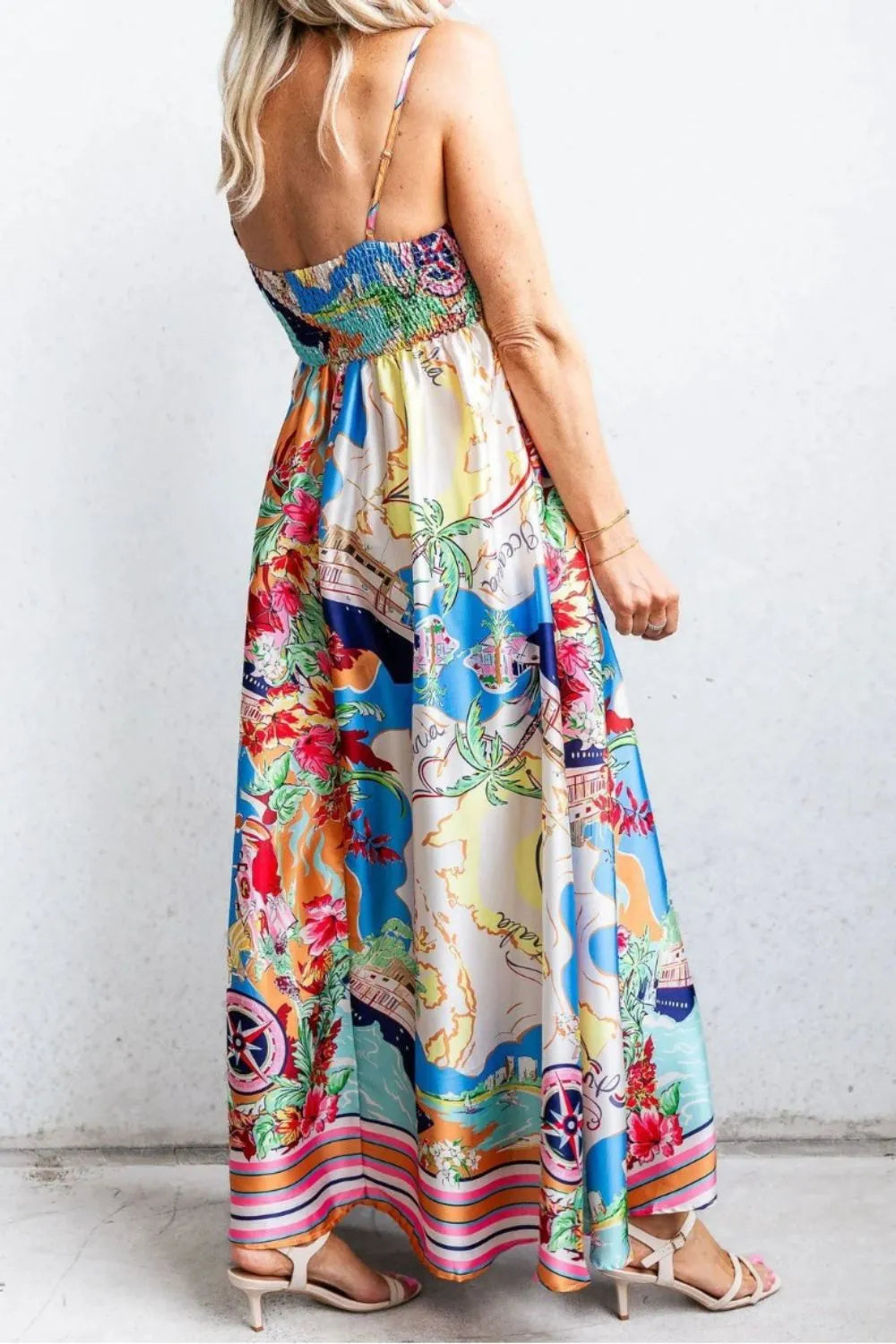 Square Neck Maxi Cami Dress in Multicolor