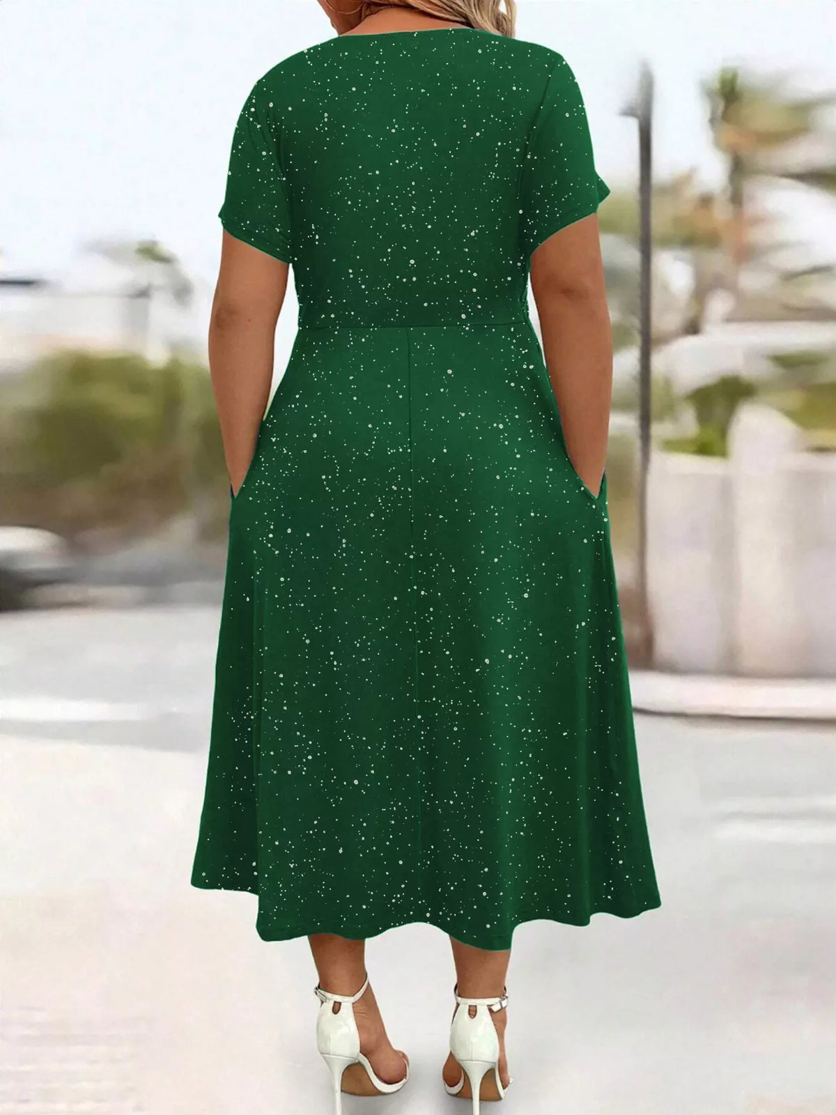Glitter Flutter Sleeve Midi Dress