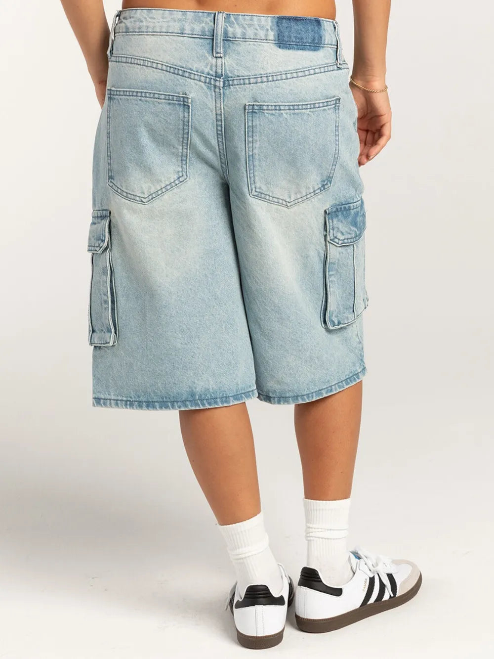 Mid-Rise Button-Front Denim Shorts by Y.Y@Denim