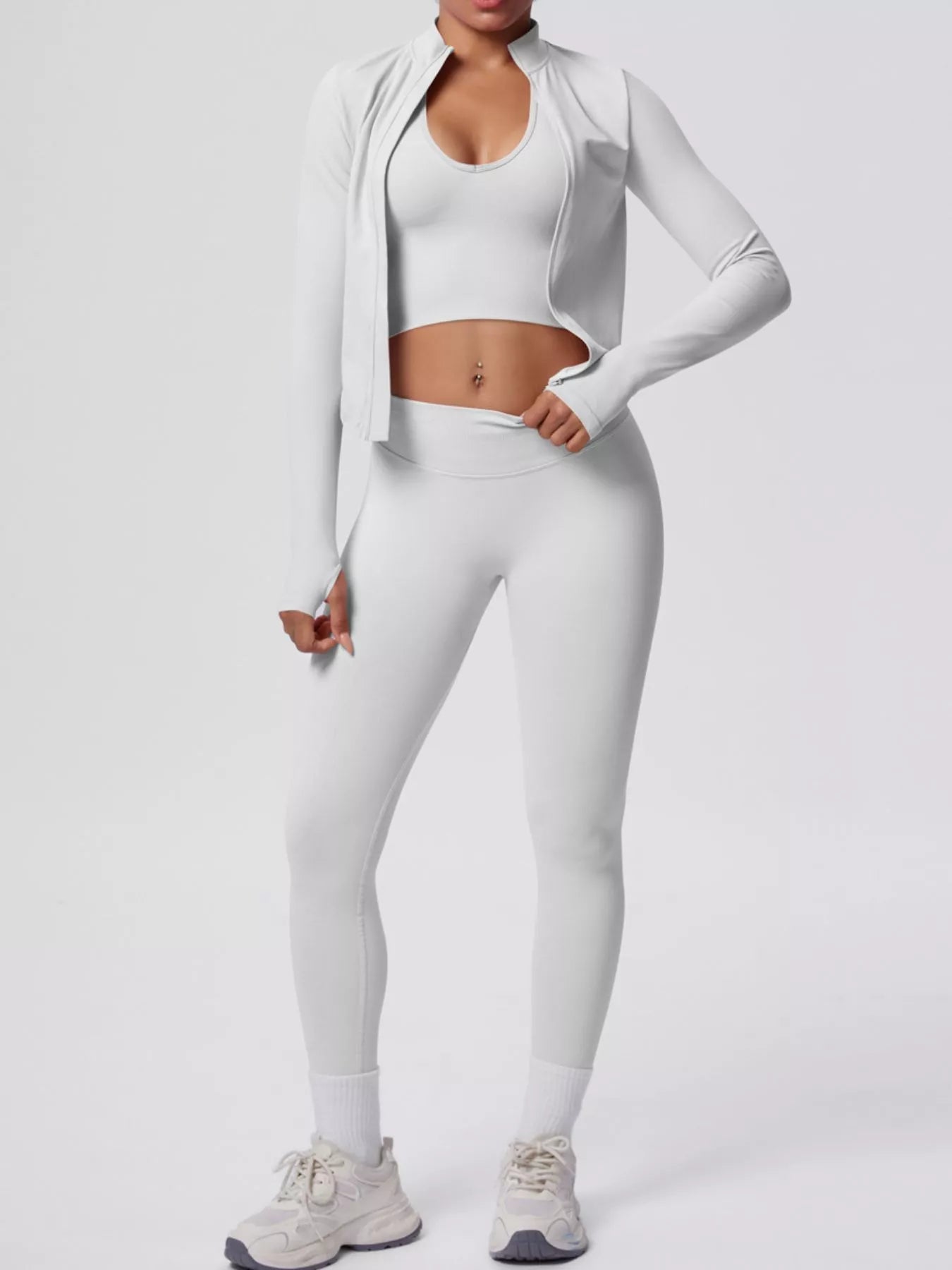 Zip-Up Jacket Tank and Leggings Active Set