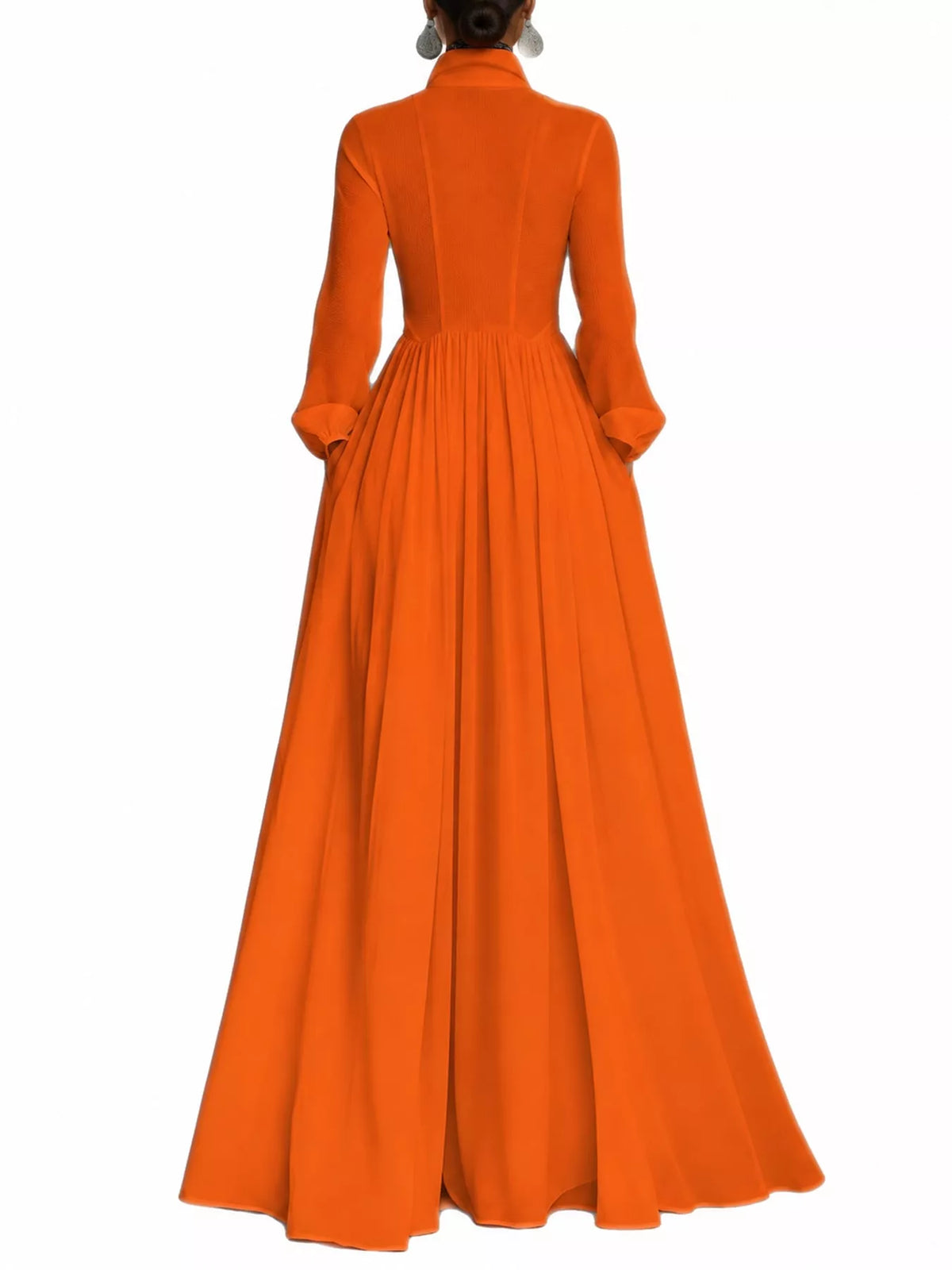 Long-Sleeve Button Front Maxi Dress