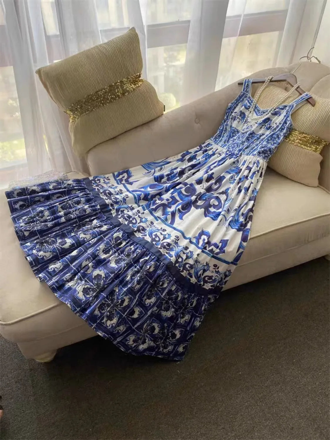 Smocked Ruched Wide-Strap Dress