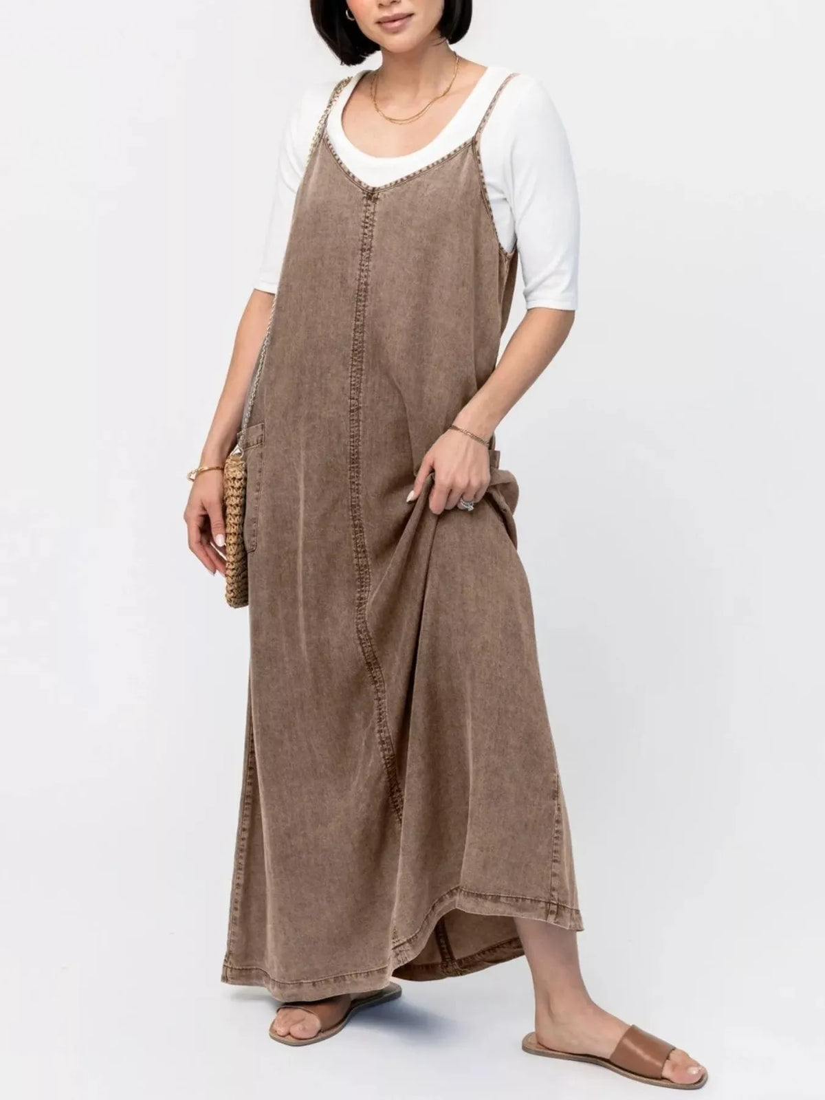 Washed Denim Cami Maxi Dress