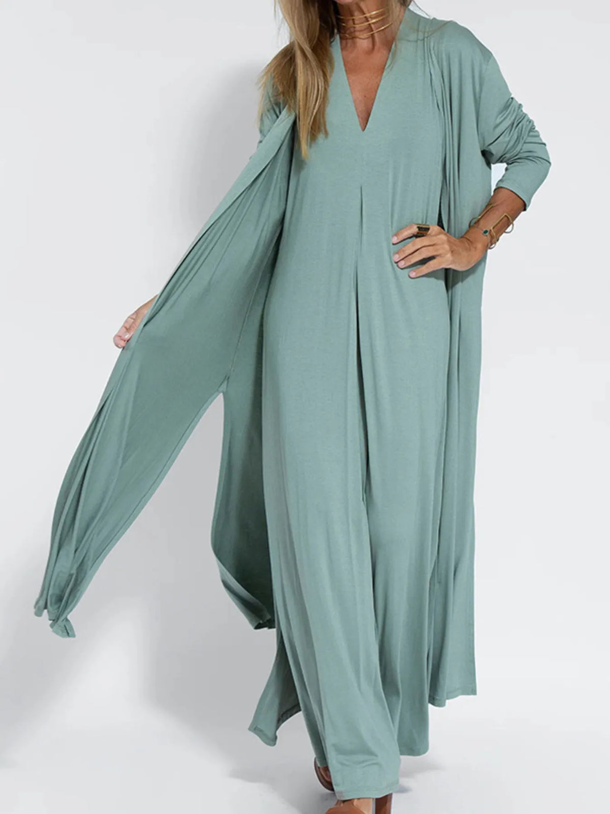 V-Neck Sleeveless Maxi Dress with Slit